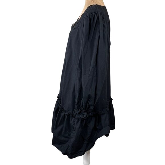 J. Crew V-neck Dress Eyelet Trim Cotton Black XXL Ruffle - Picture 2 of 8